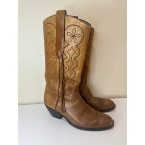 Falcon Head Tres Outlaws Vintage Western Boots Leather Tassel Flower Wmn 10-11